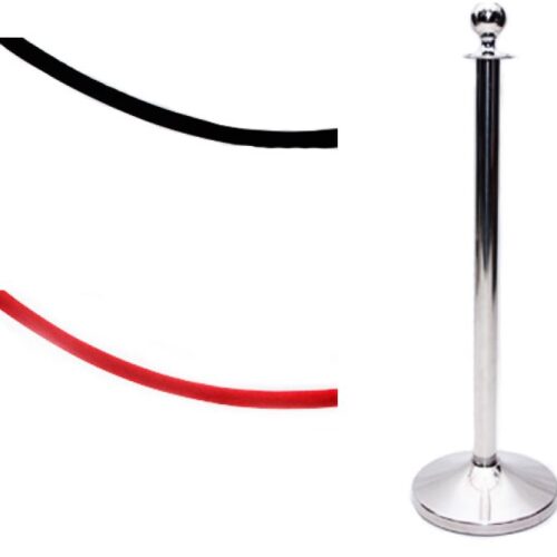 Silver Queue Pole with Rope