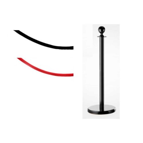 BLACK QUEUE POLE WITH ROPE