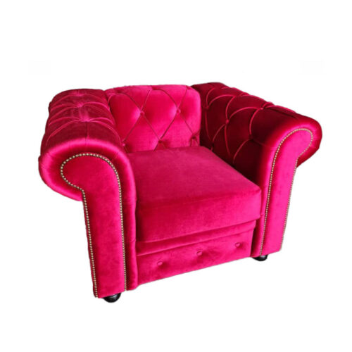 CLASSIC CHESTERFIELD SINGLE VELVET RED